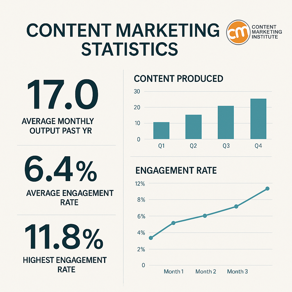 Content Marketing Institute research showing 5x content output increase with AI automation