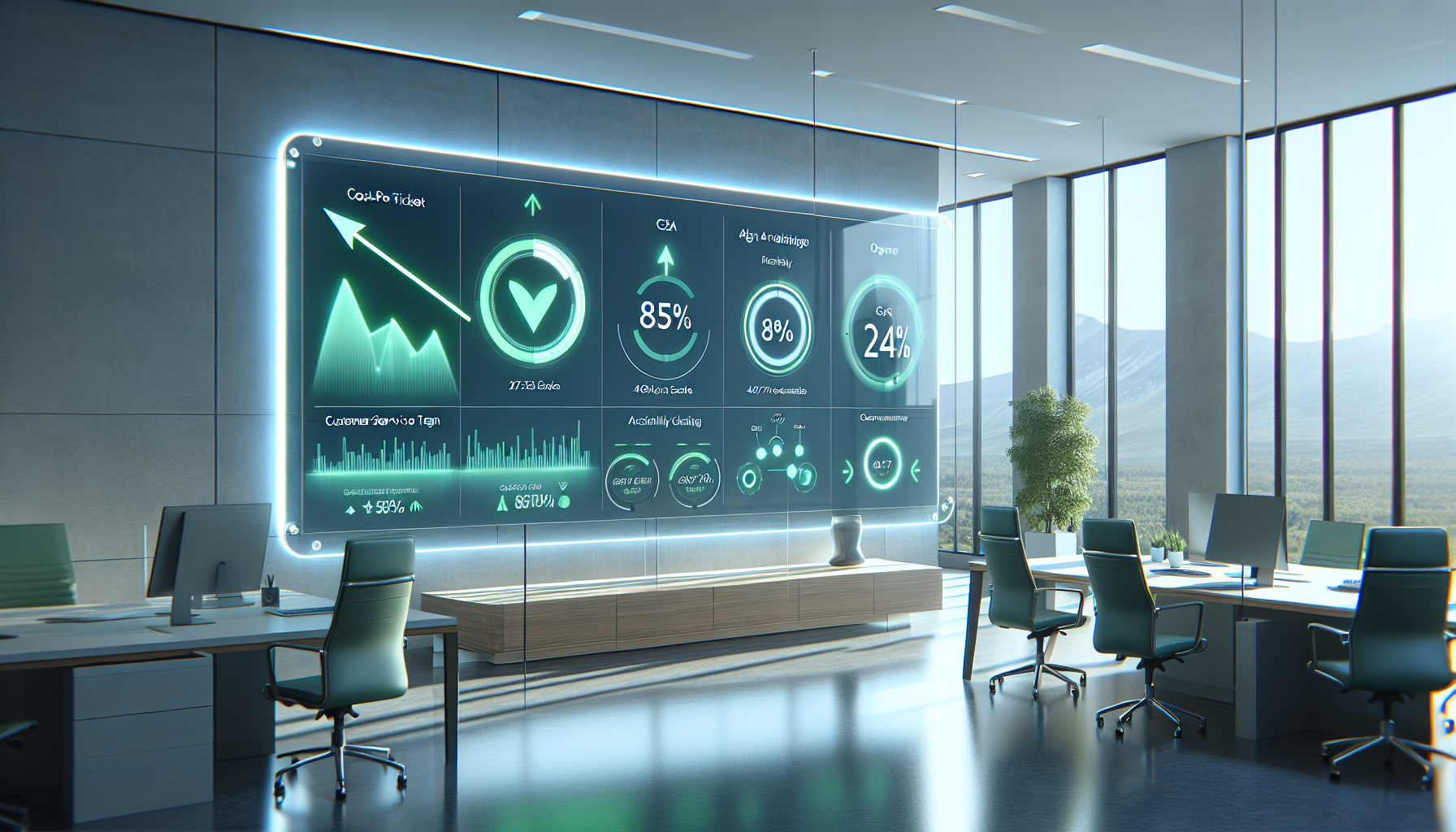 Customer service ROI dashboard showing cost reduction and CSAT improvements from autonomous AI agents
