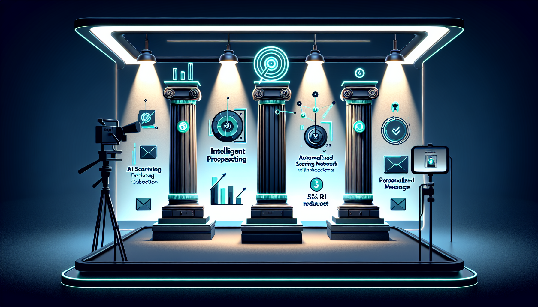 Three pillars of AI lead generation showing prospecting, qualification, and personalization