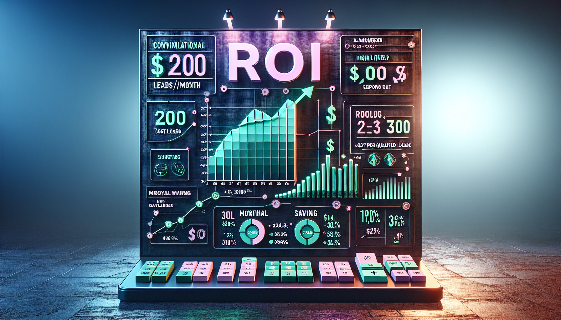 ROI calculator showing 50% cost reduction in B2B lead generation with AI automation