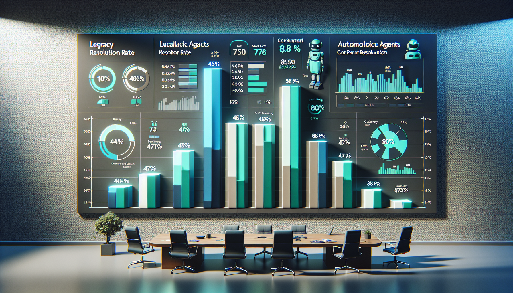 ROI comparison data visualization chatbots versus autonomous AI agents customer service metrics