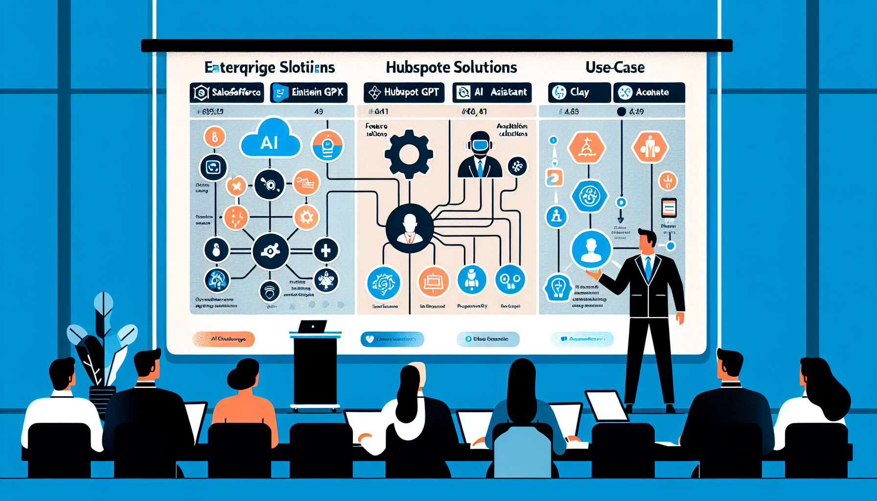 Platform comparison matrix for AI lead generation tools including Salesforce and HubSpot